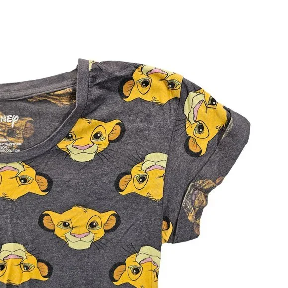 Disney Womens Size S Gray Graphic Tee Lion King Simba Face T-Shirt Casualwear - Picture 5 of 9